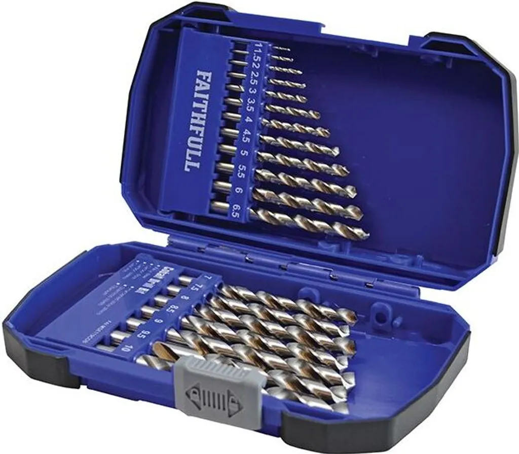 Faithfull Jeu de mèches HSS Cobalt M35 1-10mm 19 pièces pour métaux durs