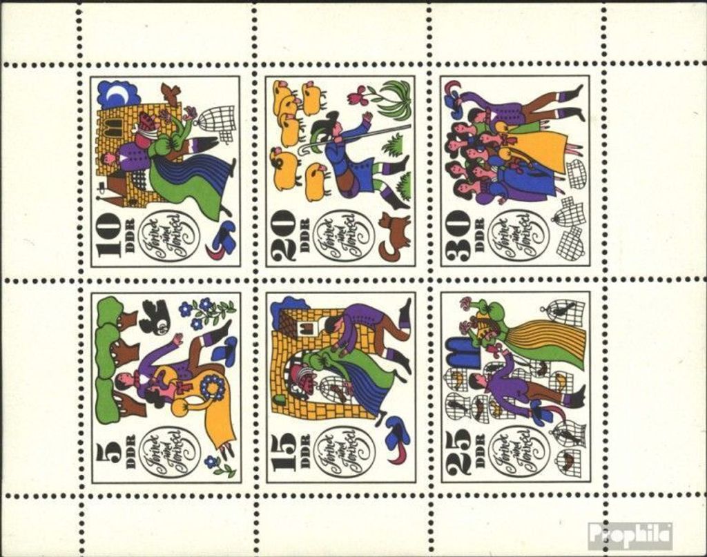 Briefmarken DDR 1969 Mi 1450-1455 Kleinbogen (kompl.Ausgabe) gestempelt Märchen (IV): Jorinde und Joringel