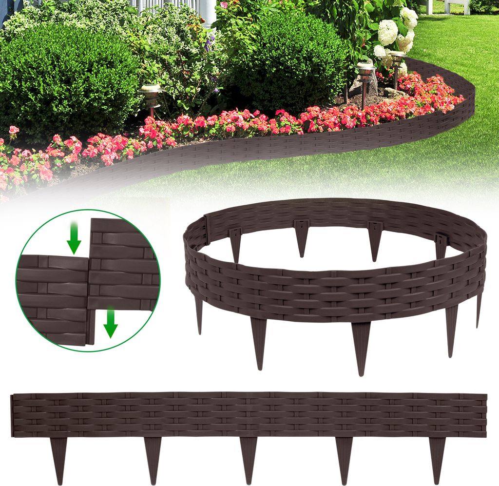 LZQ Rattan-Optik Rasenkanten Beeteinfassung 25m 25 Stücke Produktbild 
