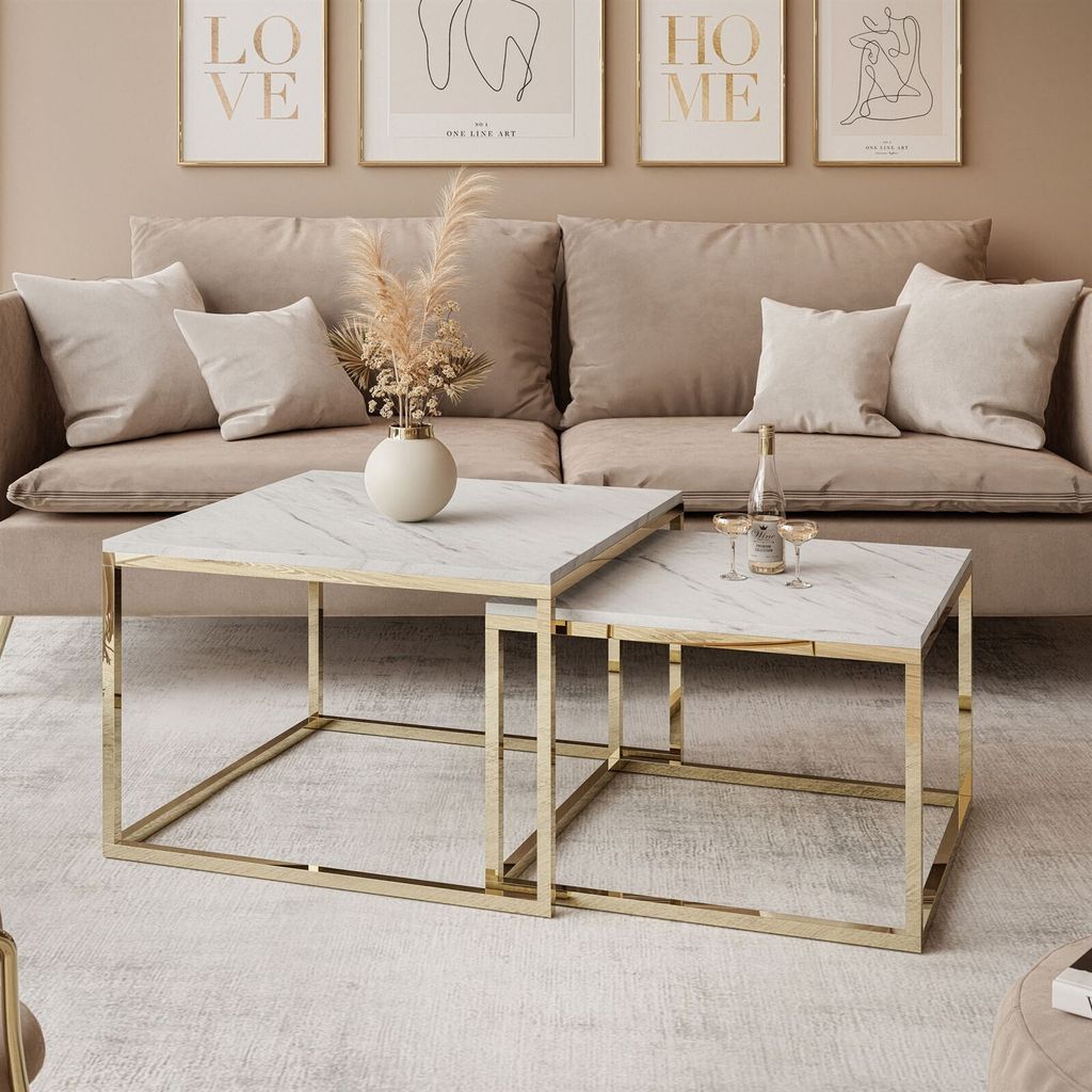 YOSHI LEVANTO 2in1 Couchtisch gold chrom Produktbild 
