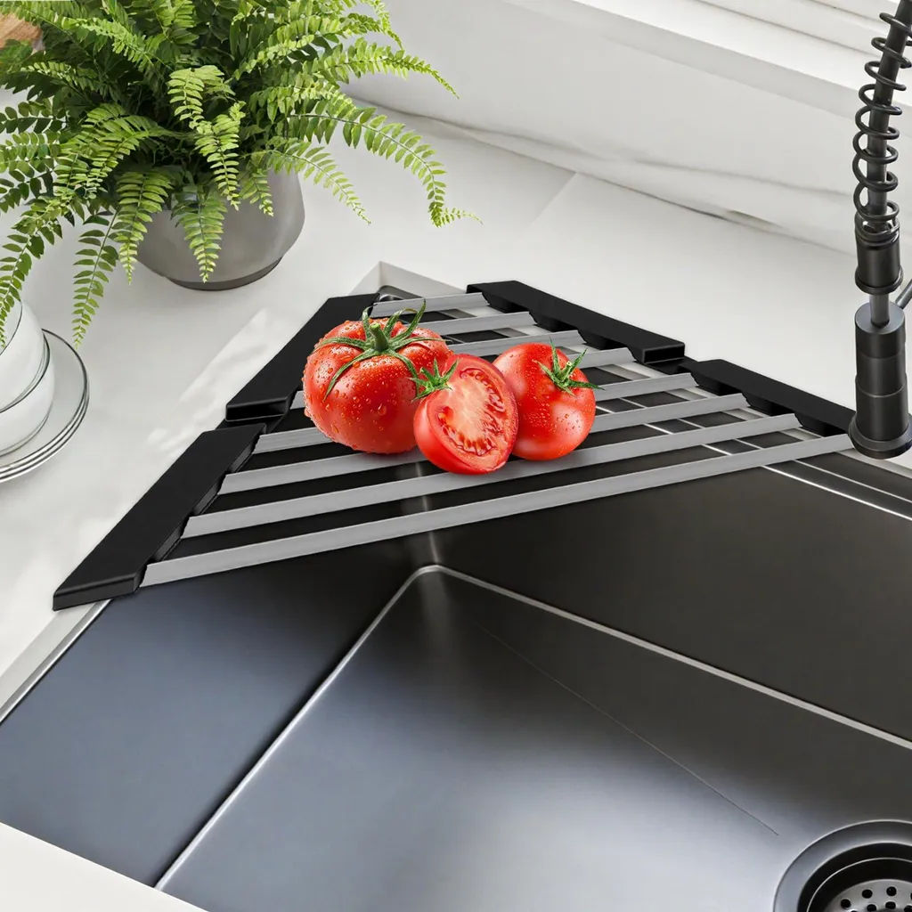 Égouttoir d'évier anti-dérapant, fini l'encombrement avec ce support inox