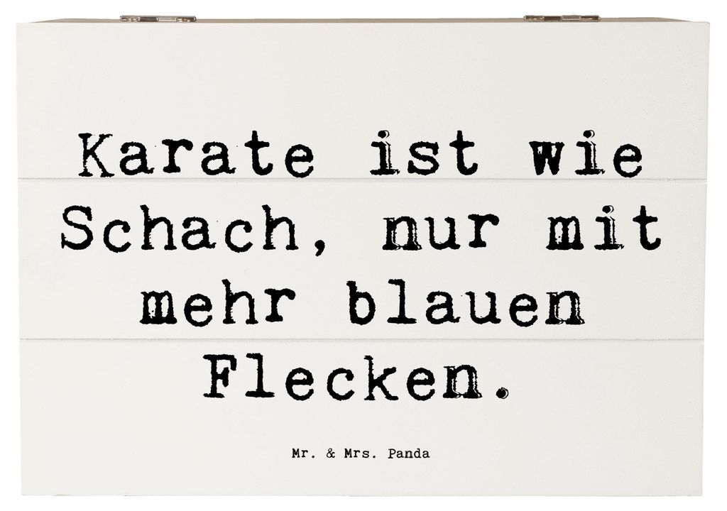 Mr. & Mrs. Panda Holzkiste Spruch Karate Schach 22 x 15 cm - Weiß - Geschenk, Humor, Box, schmuckkiste, Präzision, Geschenkbox, Sportler, Traditi...