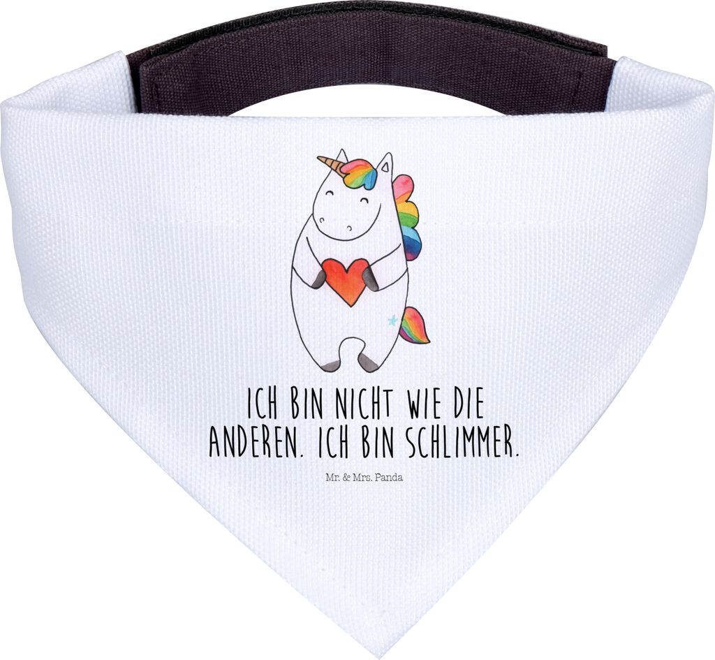 Mr. & Mrs. Panda Bandana Einhorn Herz - Weiß - Geschenk, Einhörner, Unicorn, Lustig, Halstuch Hund, Hundehalstuch, Für Hunde, Freundin, Dreiecks...