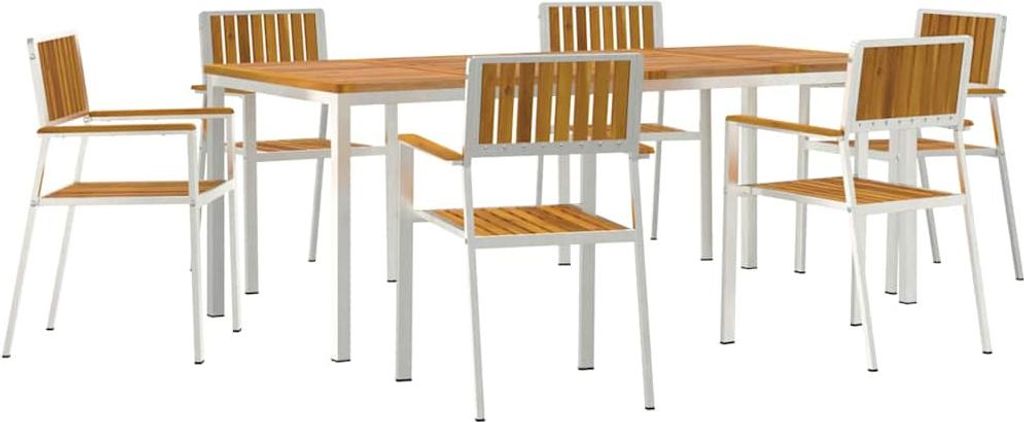 vidaXL Outdoortisch-Set 7 pcs Braun Massivholz Akazie