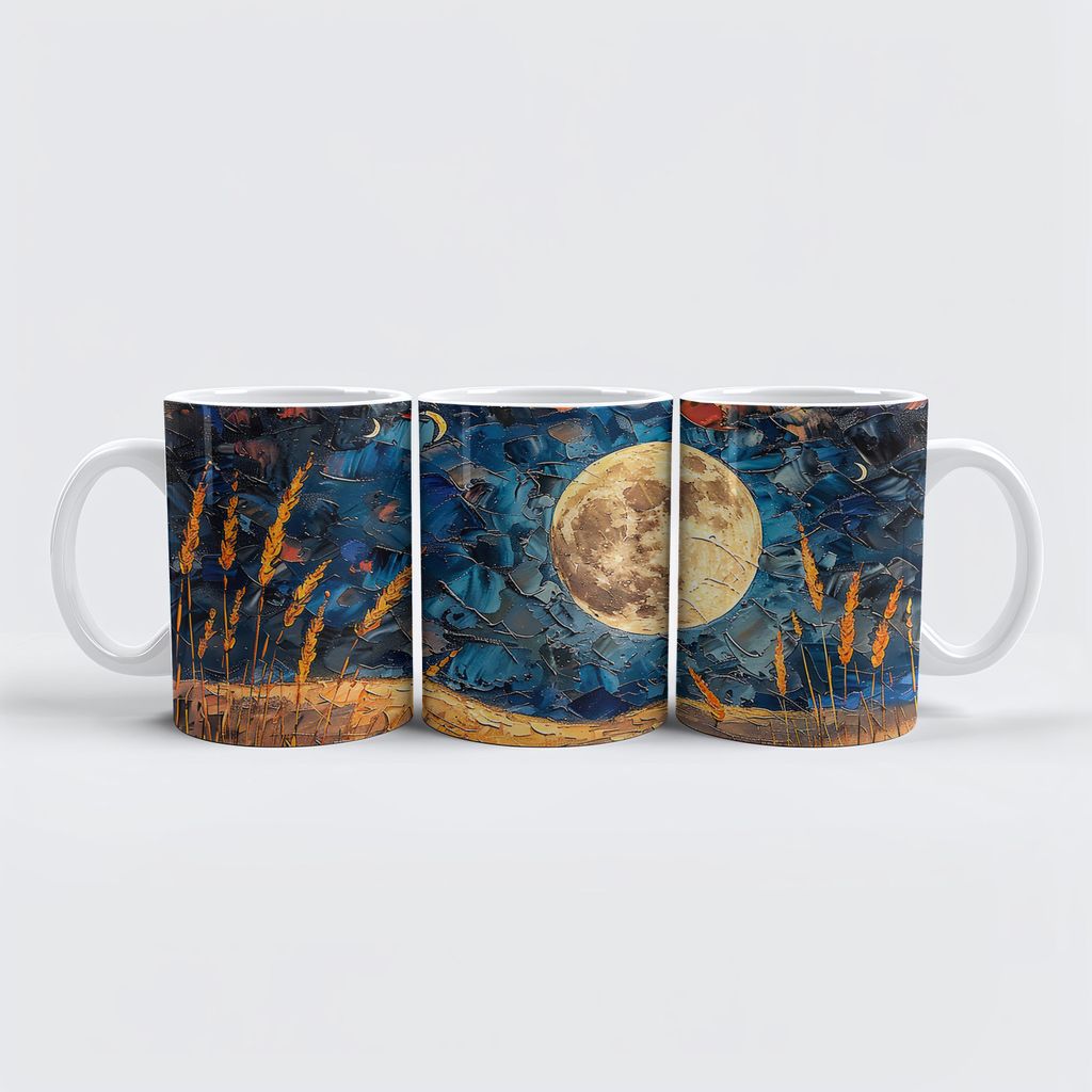 raxxa Premium-Tasse "Abstract watercolor illustration of full moon over grassy field"