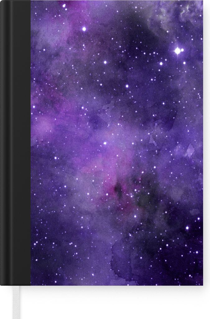 MuchoWow Notizbuch Tagebuch Haushaltsbuch Notebook A5 Aquarell - Sterne - Lila - Notizblock - Notizheft - Notebook - Schreibblock - Papier