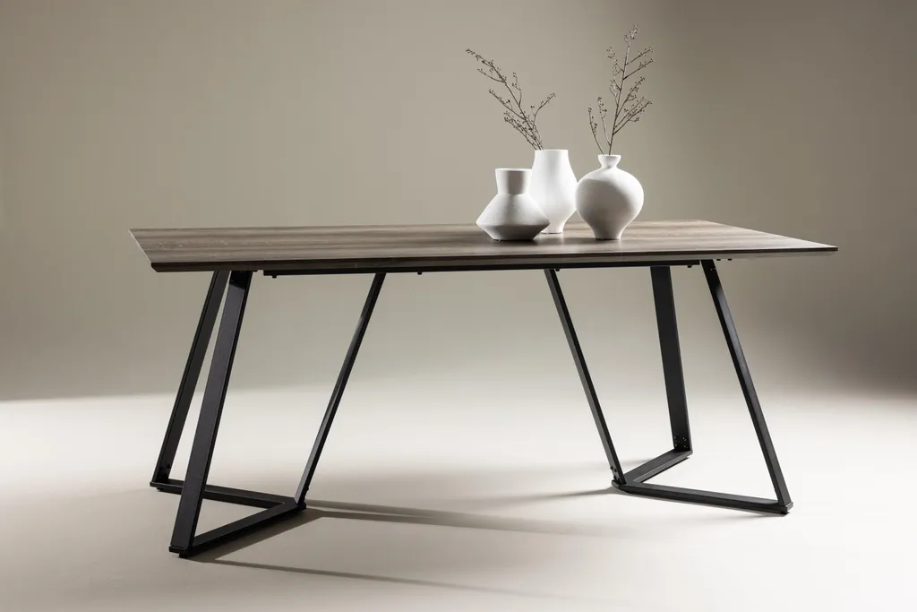 Grande table de repas rectangulaire Marina bois d'orme 180 cm