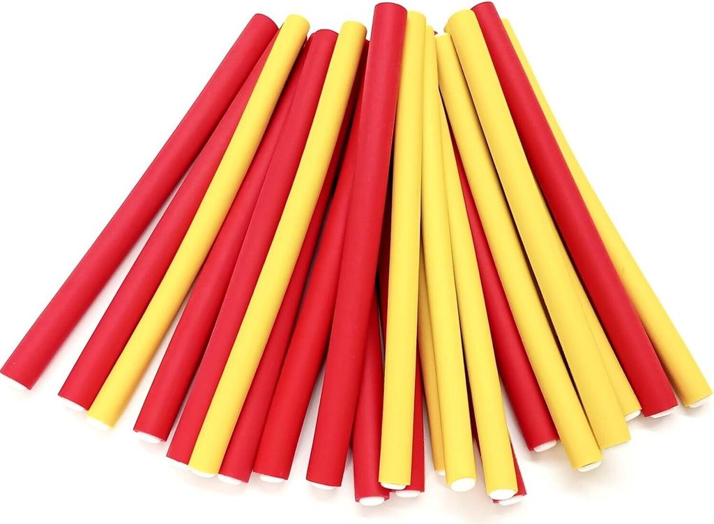 Papilotten - Flex-Wickler Set (von deutschem Friseurbedarf-Fachhändler!) - 24 Stck. gelb + rot - 10 + 12 mm Ø