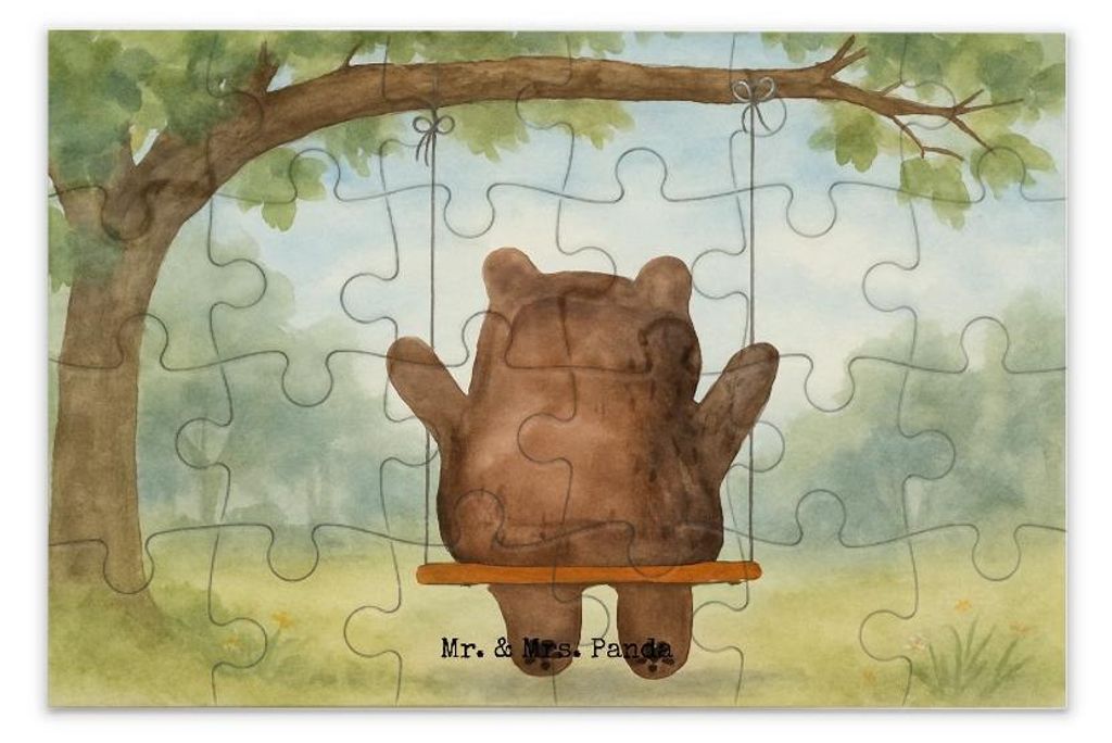 Mr. & Mrs. Panda Puzzle Bär Schaukel Design 24 Teile - Weiß - Geschenk, Teddy, 300, 1500, 2000, 1000, 500