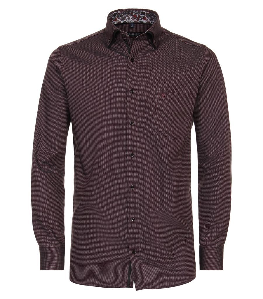 Casa Moda Herren Businesshemd Rot uni Modern Fit mit Button-Down-Kragen