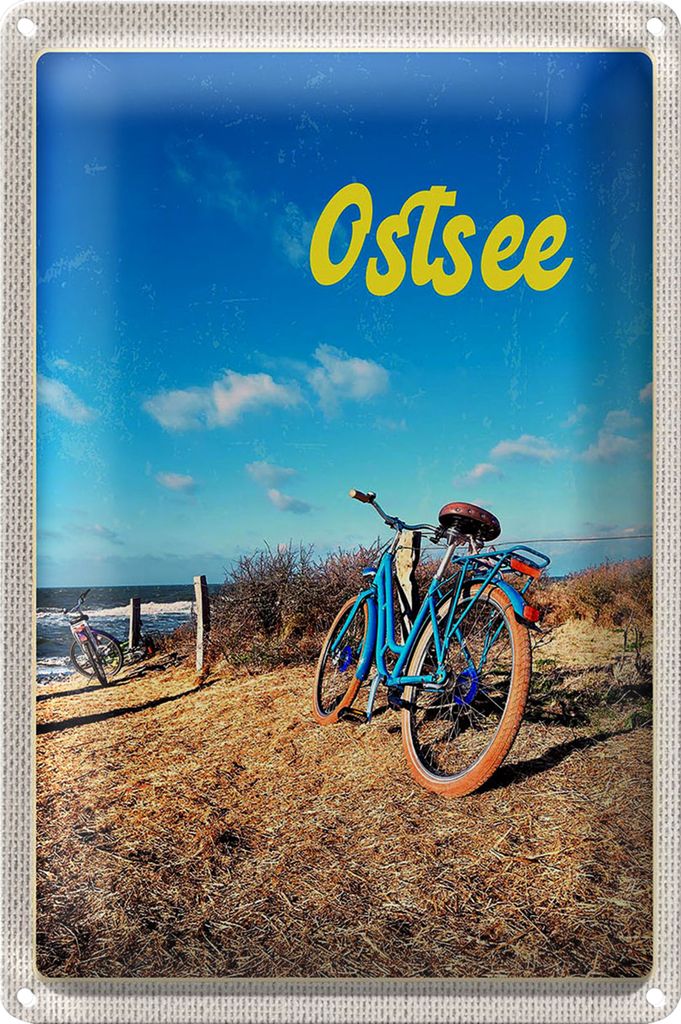 Blechschild Reise 40x30cm Ostsee Fahrradtour Meer Strand Fahrrad