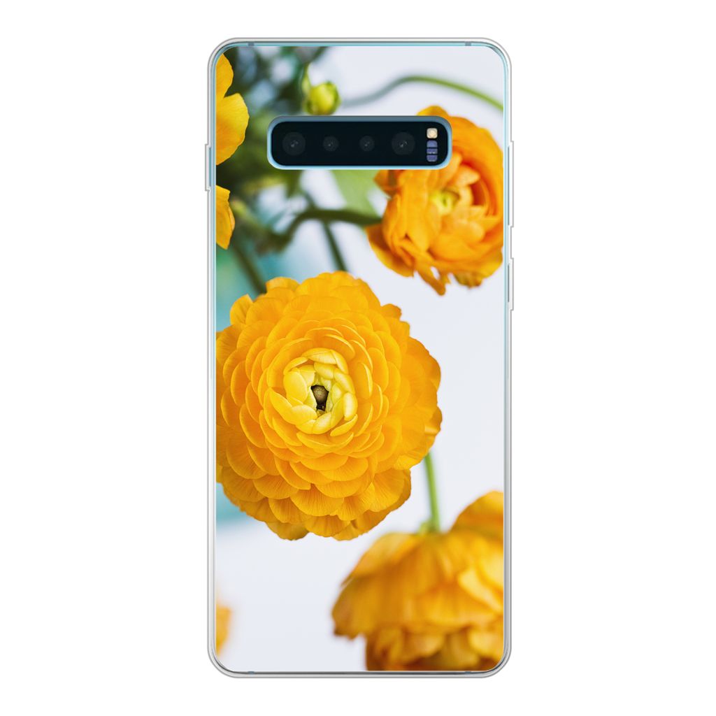 MuchoWow Handyhülle Schutzhülle Hülle für Samsung Galaxy S10 Plus Blumen - Draußen - Orange Silikon Softcase Handy Hülle - Schutzhülle