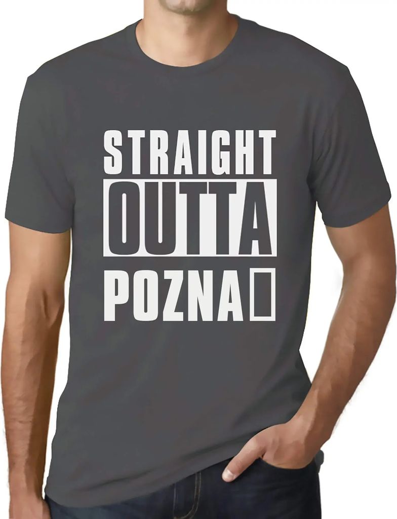 Herren Grafik T-Shirt Straight Outta Poznań Öko-Verantwortlich Vintage Jahrgang Kurzarm Lustige Druck Geburtstag Geschenk Mann