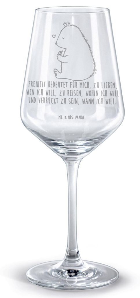 Mr. & Mrs. Panda Rotweinglas mit Gravur Bär Marienkäfer - Transparent - Geschenk, Rotwein Weinglas, Liebe, glas für, Motivation, Teddy, Das Lebe...