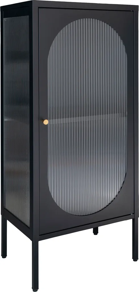 Armoire vitrine Adelaide avec 1 porte vitrée en métal noir industriel