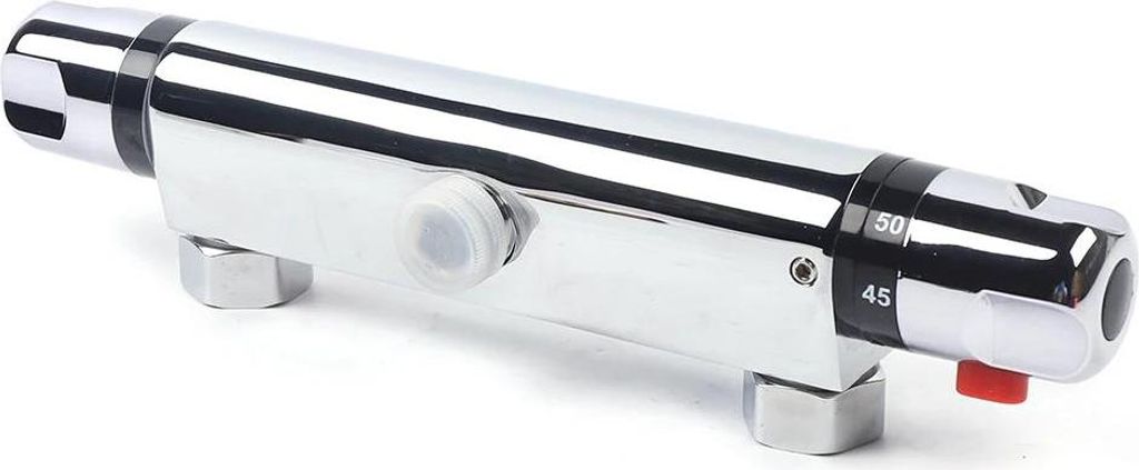 Dusch-/Wannenarmatur - Thermostat-Mischer - Aluminiumlegierung - Auslass nach unten - G1/2-Anschluss - Hellgrau