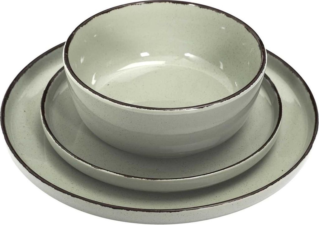 Set di 12 piatti verdi in Vetroceramica boho di HowHomely Immagine del prodotto 