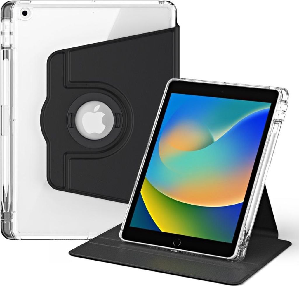 iPad 10.2 Hülle - 360° Rotating Folio Klapphülle mit Schlaf/Wach-Funktion - Schwarz