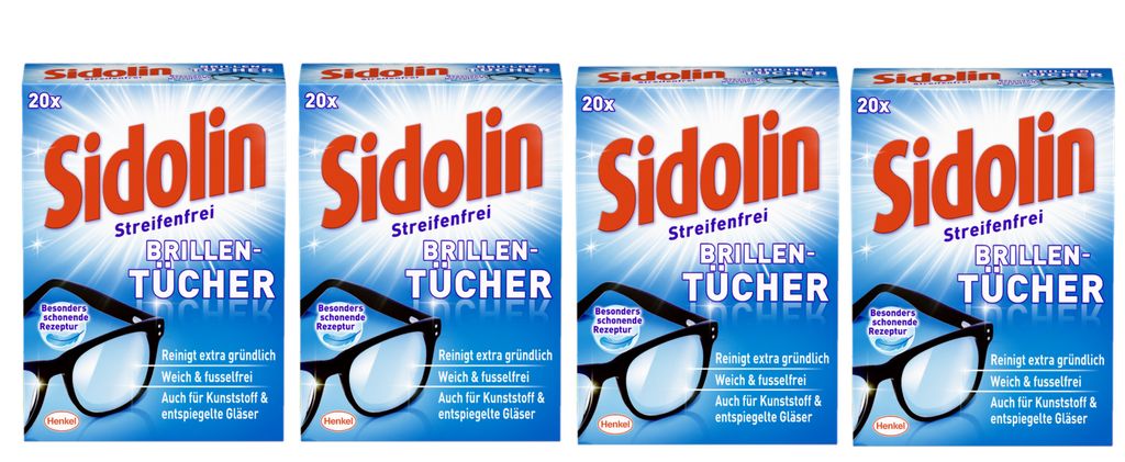 Sidolin 4er Packfeuchte Reinigungstücher für Brillen Produktbild 