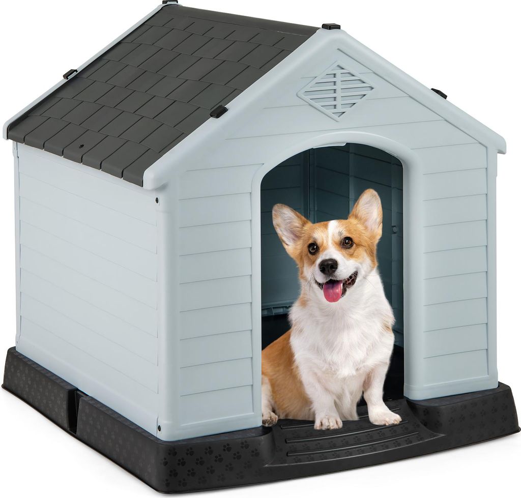 COSTWAY Hundehütte, Hundehaus aus Kunststoff, Hundehöhle Produktbild 