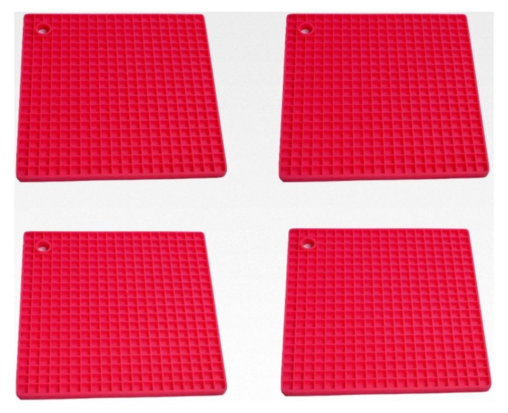 SILIKON 4ER SET Topflappen, Hitzebeständig, Spülmaschinengeeignet (Pink)