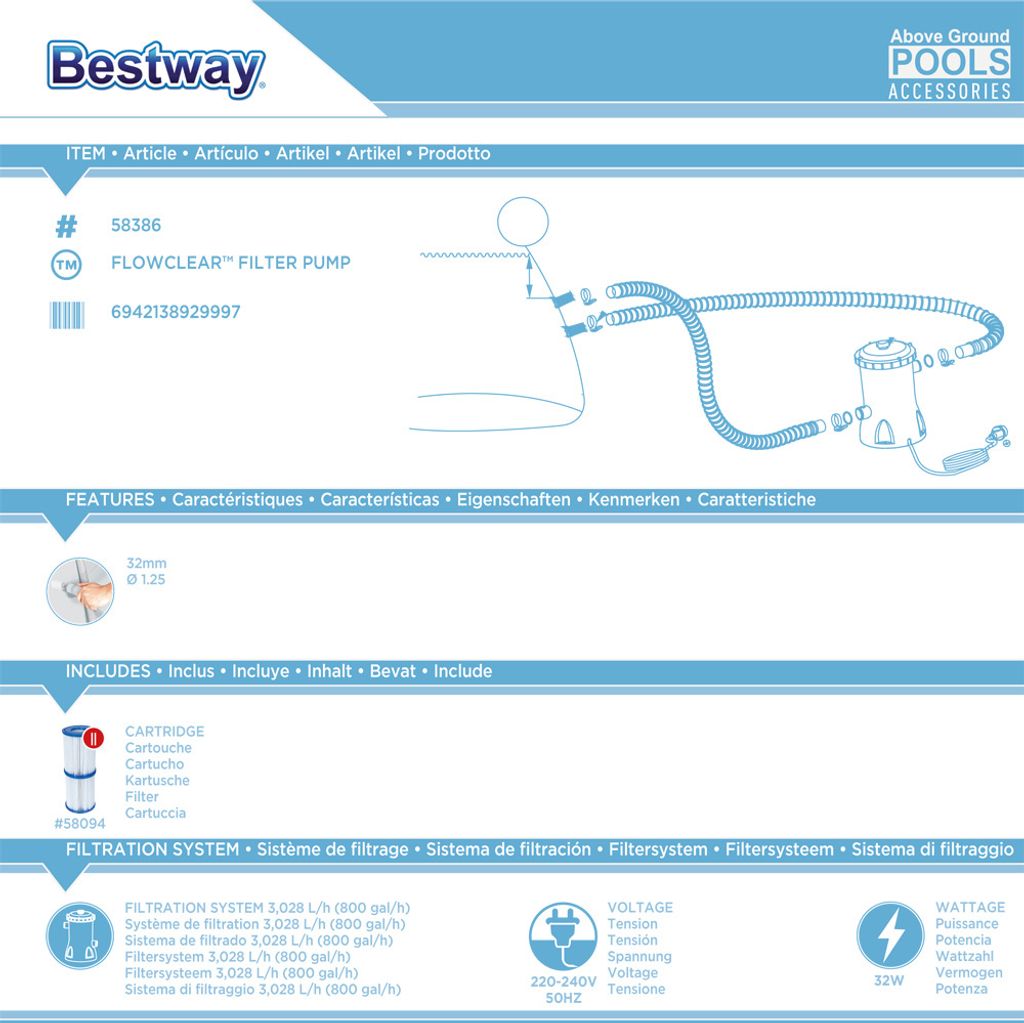 Bestway Flowclear Pool-Filterpumpe 3028 L/h Produktbild 17