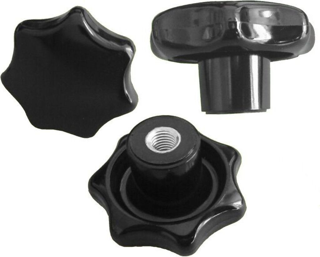 1 Stück - Sterngriffmutter Mutter M12 Ø 80 mm DIN6336 K - schwarz, Stahlgewinde