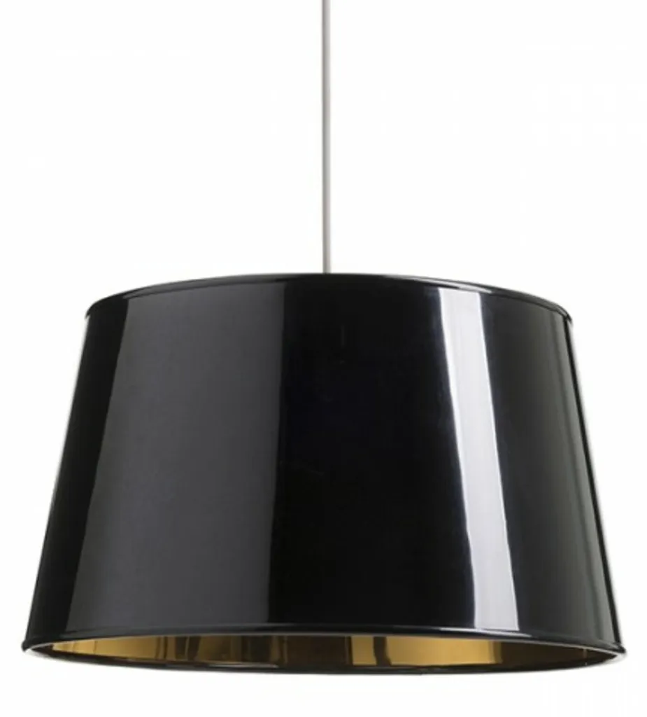 Abat-jour Design Noir Brillant et Intérieur Feuille d'Or - RENDL 20W