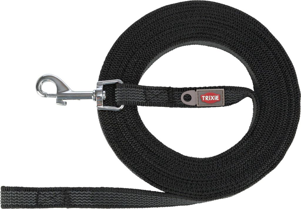 TRIXIE Schleppleine, gummiert - schwarz - 5 m/15 mm