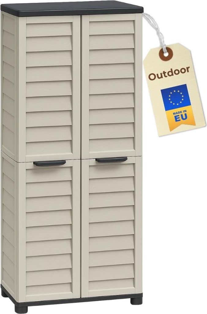 Gartenschrank Wetterfest Outdoor Gartenschrank Kunststoff Wetterfest Kunststoffschrank Mehrzweckschrank Balkonschrank Geräteschrank Hochschrank Ou...