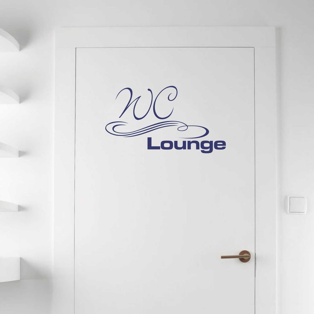 Wandtattoo - Wandaufkleber - Tür- Wandtattoo "WC Lounge" - 30cm x 17cm königsblau - Dekoration Küche Wohnzimmer Wand