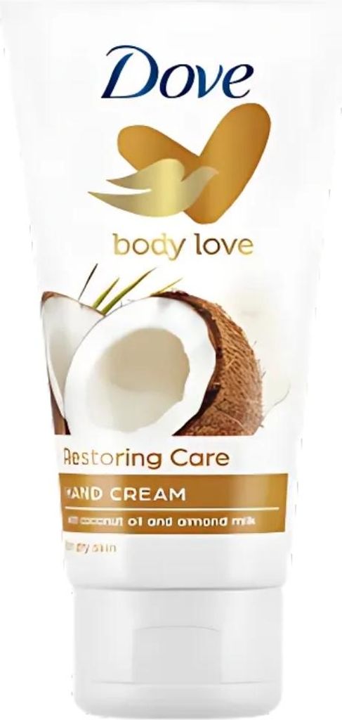 Dove - Handcreme - Body Love Restoring Care - Kokosnuss & Mandel - Feuchtigkeitsspendend - Trockene Haut - 75 g - 1 Stück