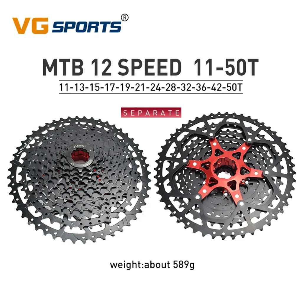 Cassette VTT 12S 11-50T noir pour changement de vitesse fluide roue