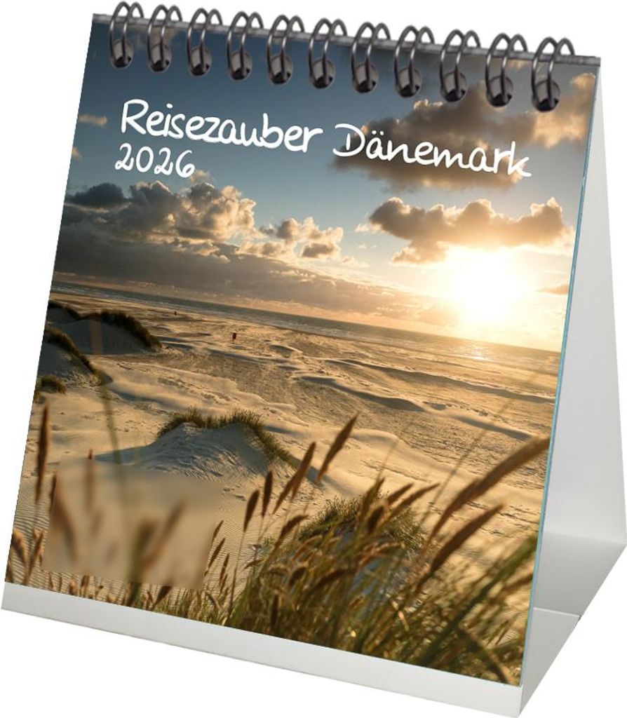 Naturzauber Dänemark Tischkalender 10cm x 10cm für 2026 Reise Land - Inhalt: 1x Kalender 1x Weihnachtsanhänger 1x Grußanhänger (gesamt 3 Teile)