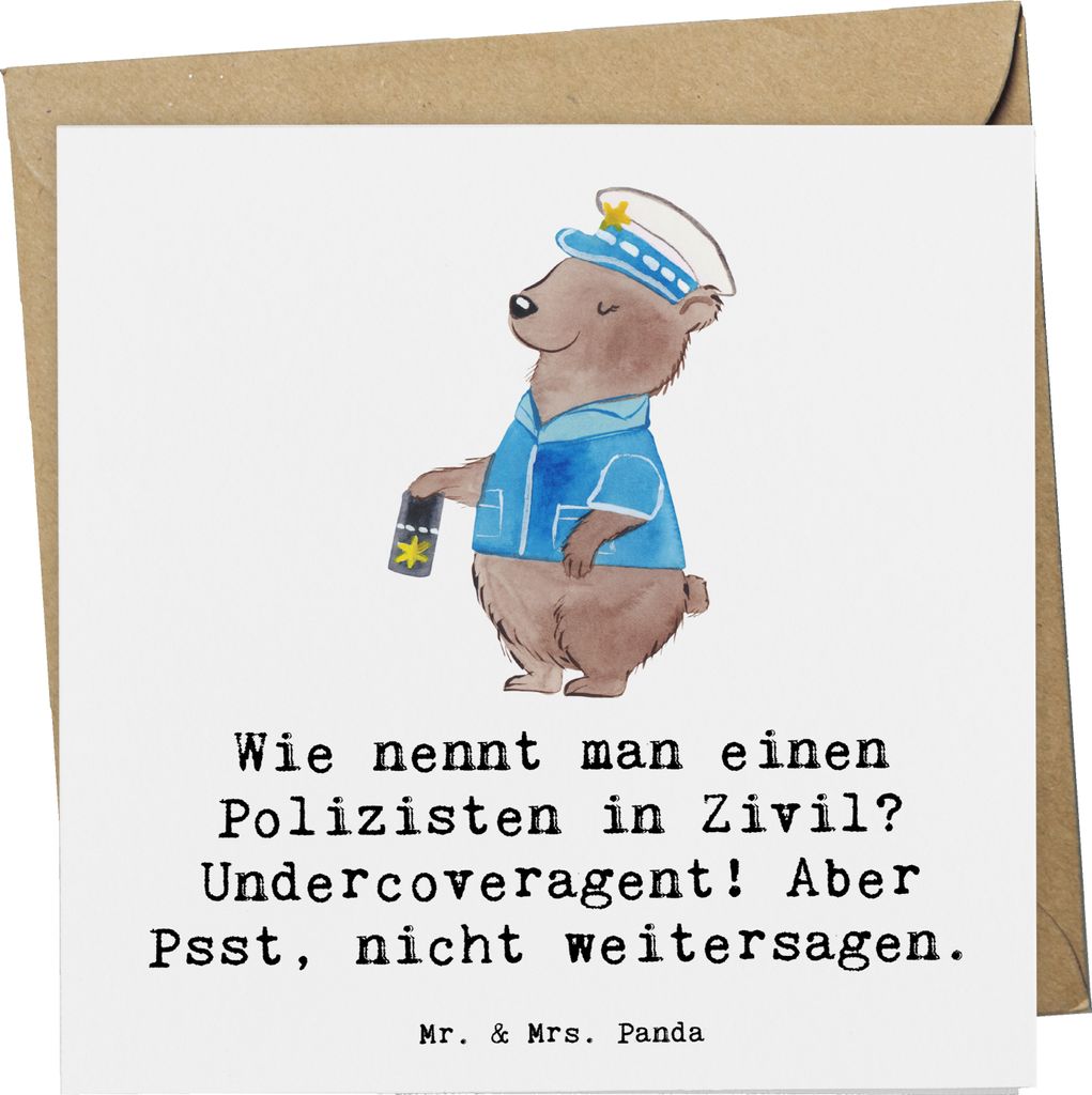 Mr. & Mrs. Panda Glückwunschkarte Geheimer Polizist - Weiß - Geschenk, Gemeinschaft, doppelkarte, Polizei, Klappkarte, Berufe, Berufung, Grußkar...