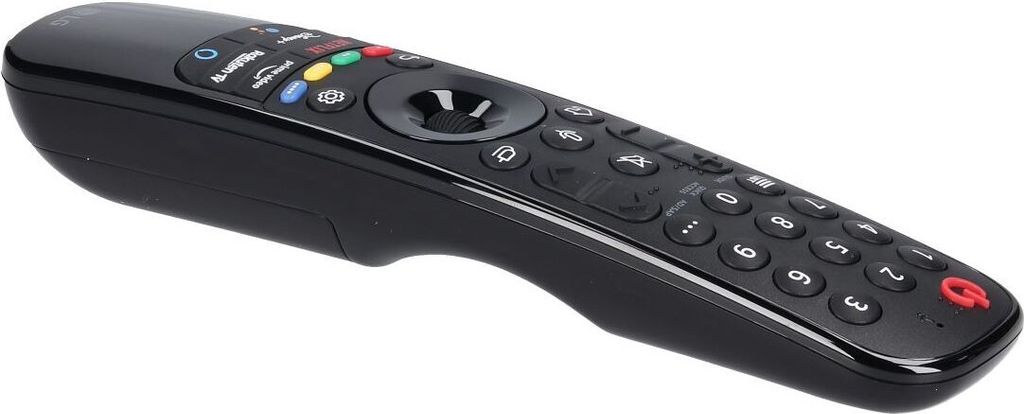A black LG remote control is shown against a white background.