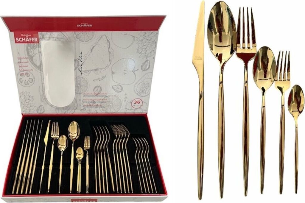 36-dielna súprava príborov v elegantnej zlatej farbe pre 6 Obrázok produktu 2