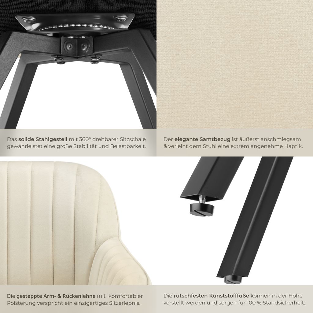 Otočné kreslo Snug čalúnené, zamatový vzhľad 58 x 58 x 82 Obrázok produktu 5