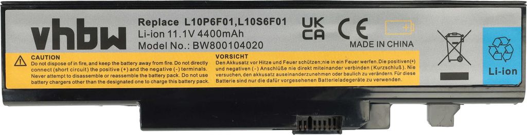 vhbw Akku kompatibel mit Lenovo IdeaPad Y570A, Y570D, Y570M, Y570N, Y570NT, Y570P, Y471M, Y471N, Y471P, Y570 Notebook (4400 mAh, 11,1 V, Li-Ion)
