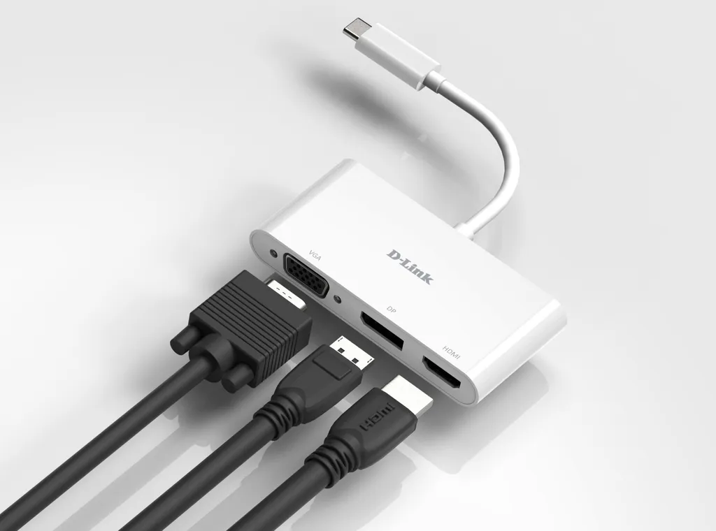 Adaptateur D-Link USB-C vers HDMI DP VGA 4K haute résolution portable - 9