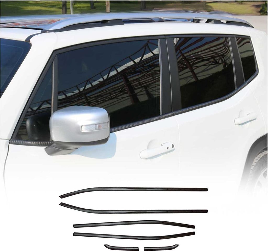 Fensterleisten Zierleisten für Jeep Renegade 2014-2024 Kohlefaser Schwarz 6tlg