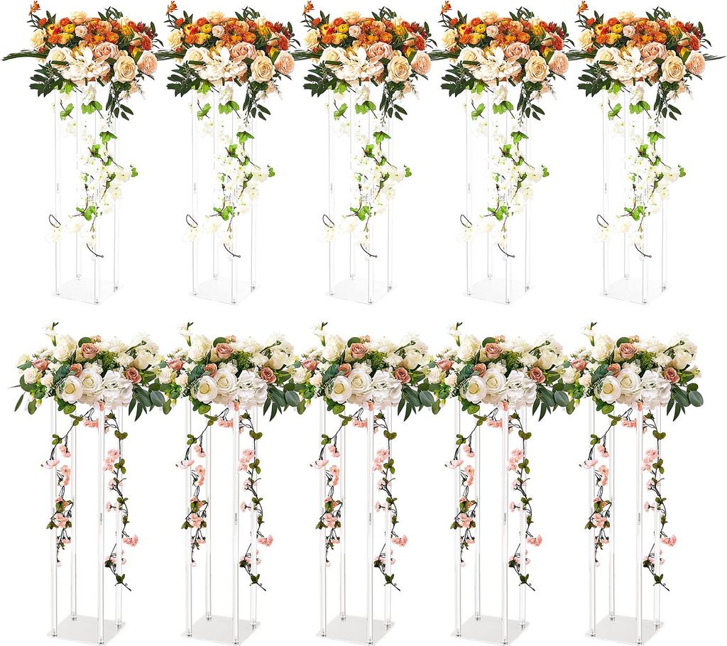 10er-Set Blumenhocker Eckig 20x20x60cm Blumenständer Acryl Beistelltisch Modern Blumensäule Acryl-Laminat Pflanzenhocker Pflanzenständer Metalls...