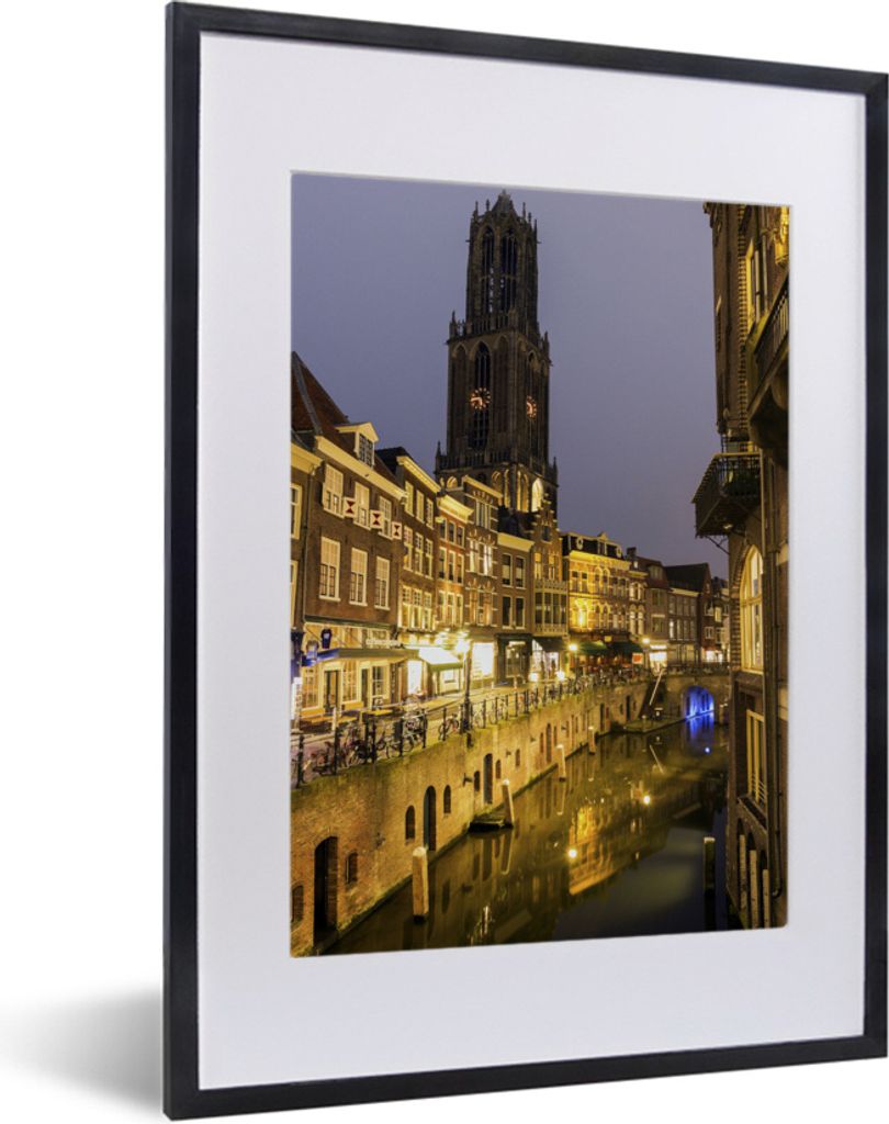 MuchoWow MuchoWow Gerahmtes Poster Utrecht - Wasser - Licht 30x40 cm - Poster mit zchwarzem Bilderrahmen - Wandposter Schlafzimmer