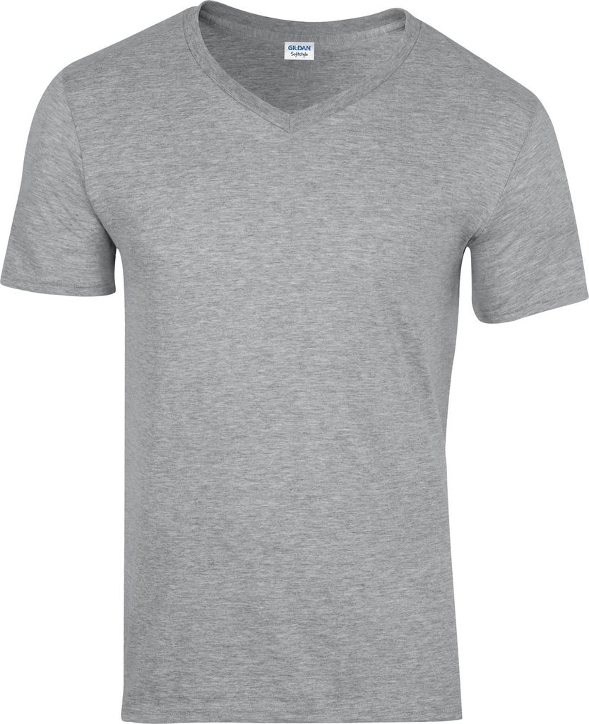 Gildan Herren Soft Style T-Shirt, V-Ausschnitt, Kurzarm BC490 (S) (Grau)