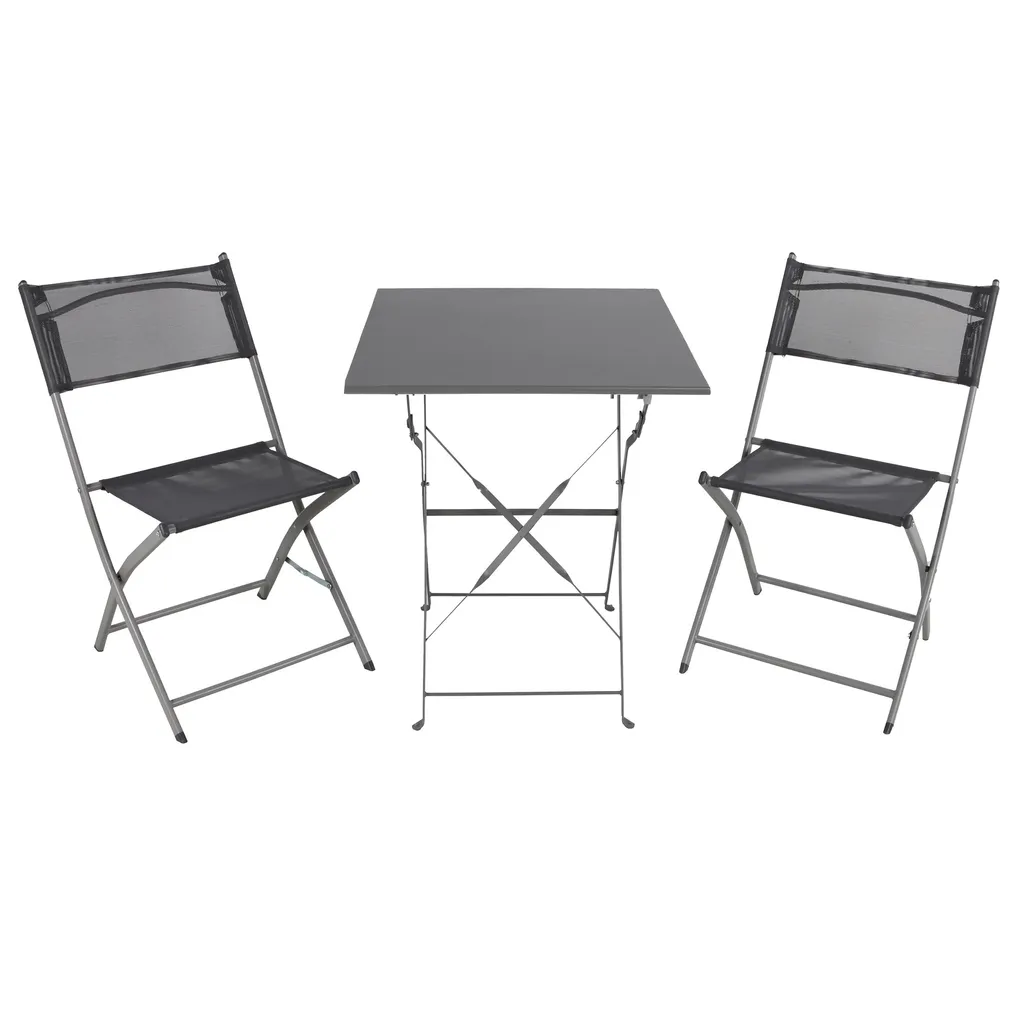 Ensemble bistro pour balcon et petite terrasse Gris - Set repas extérieur