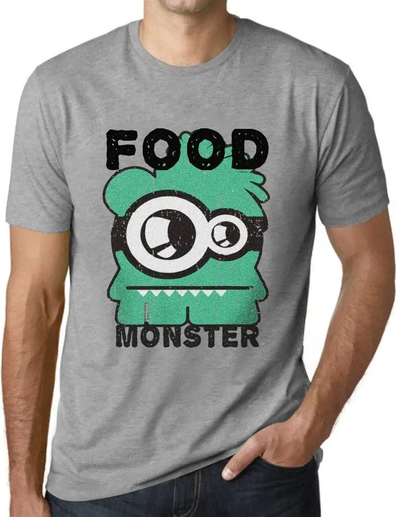 Herren Grafik T-Shirt Lebensmittelmonster – Food Monster – Öko-Verantwortlich Vintage Jahrgang Kurzarm Lustige Druck Geburtstag Geschenk Mann