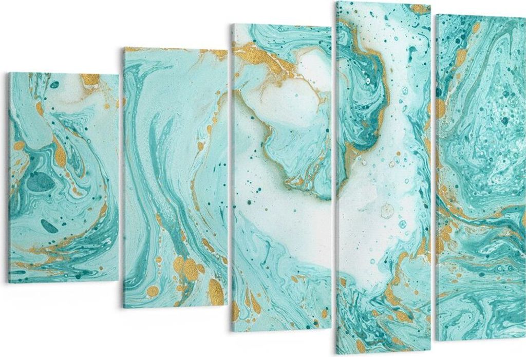 Bild auf Leinwand - Leinwandbild - Abstraktion blau Wasser modern - 150x100cm - Wand Bild - Wanddeko - Leinwanddruck - Bilder - Kunstdruck - Leinwa...