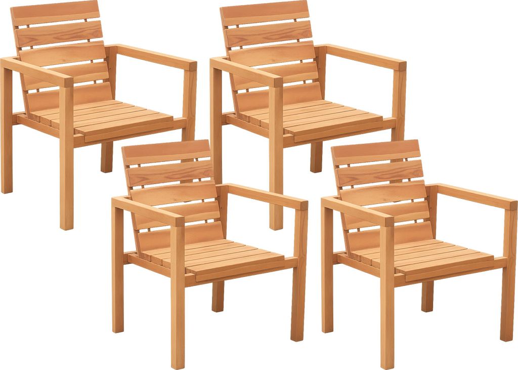 Teak Gartensessel mit Armlehnen FREETOWN (4er Set)