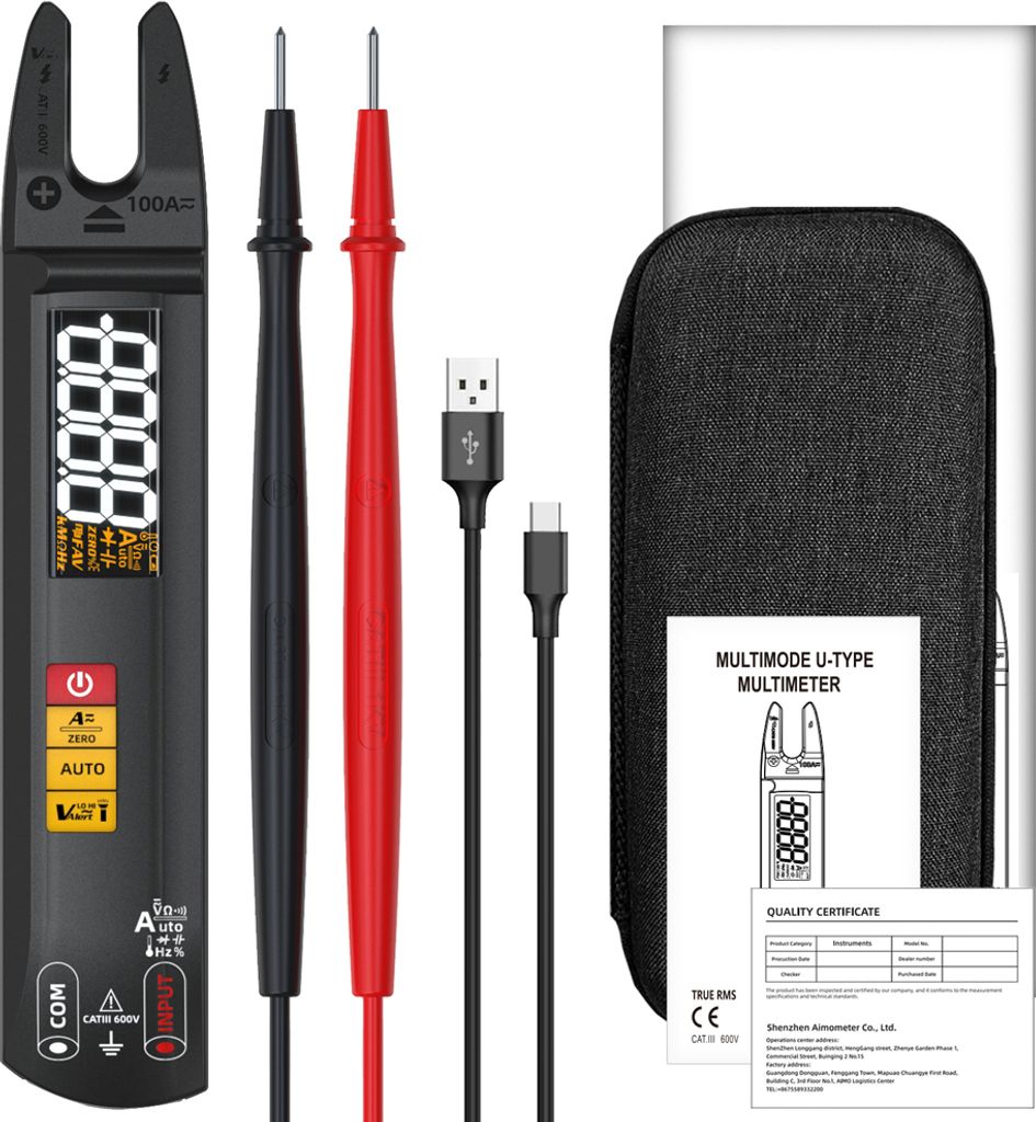 3-in-1-Hand-Digitalmultimeter, Klemmamperemeter, elektrischer Pruefstift, LCD-Farbdisplay, Handmultimeter, 6000 Echteffektivwert-Zaehlungen, profes...