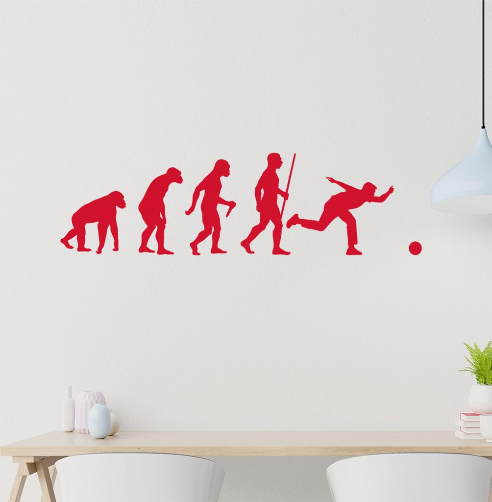 Bowling Kegeln Evolution Wandtattoo Wandaufkleber Wall Sticker - Dekoration, Küche, Wohnzimmer, Schlafzimmer, Badezimmer